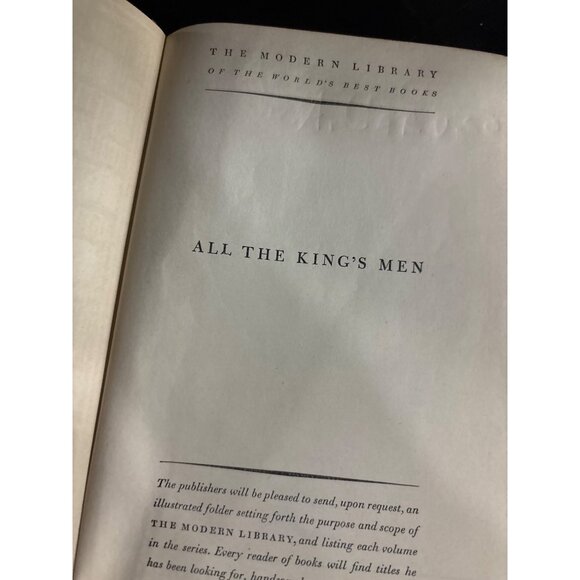 Vintage Modern Library Books: "Vanity Fair -All The Kings Men" Thackeray Warren - Picture 9 of 15